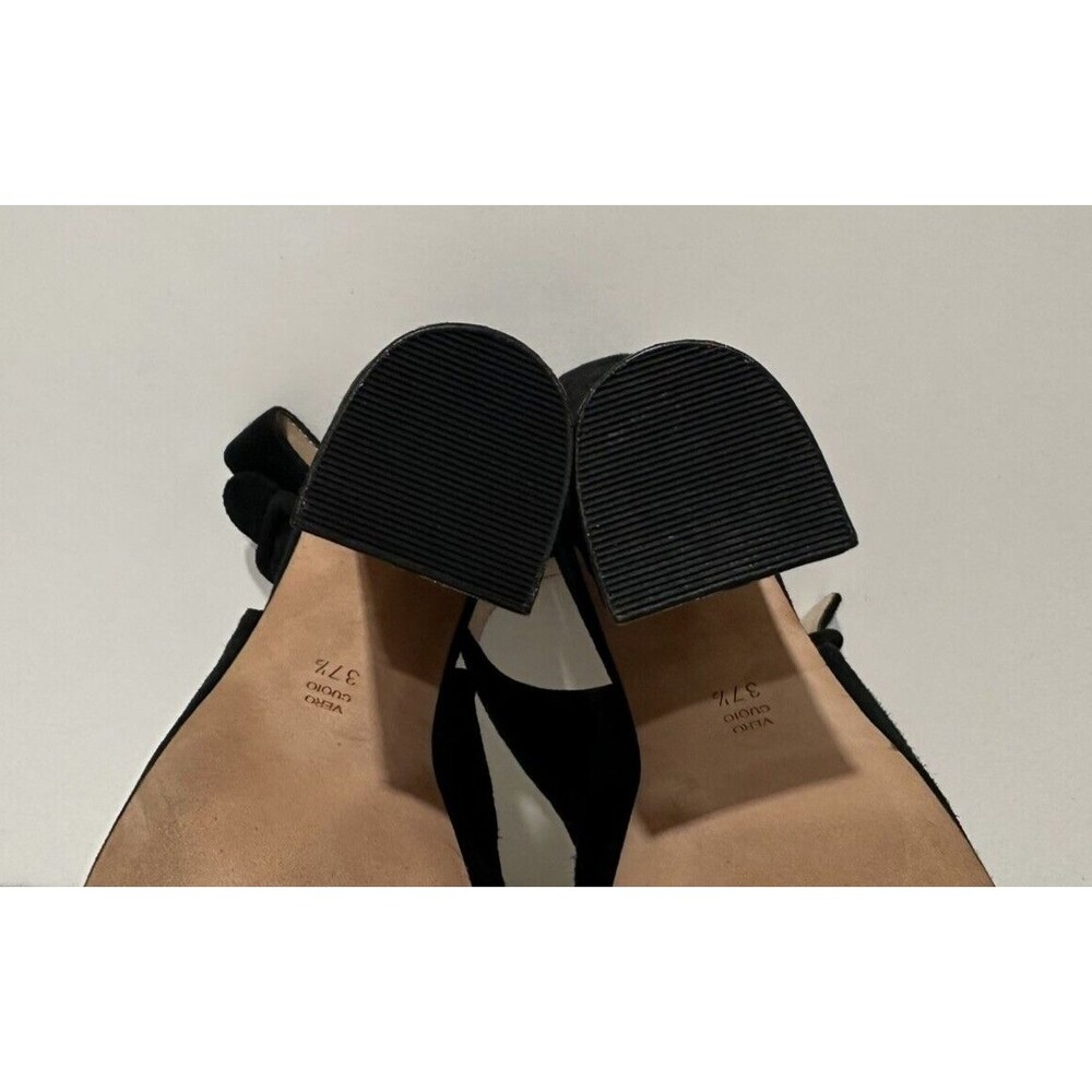 Jean Michel Cazabat women sz 7.5/37.5 black suede platform slingback buckle heel - Picture 9 of 10
